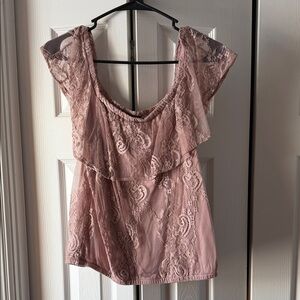 American Eagle Outfitters Lace Blouse in Dusty Pink